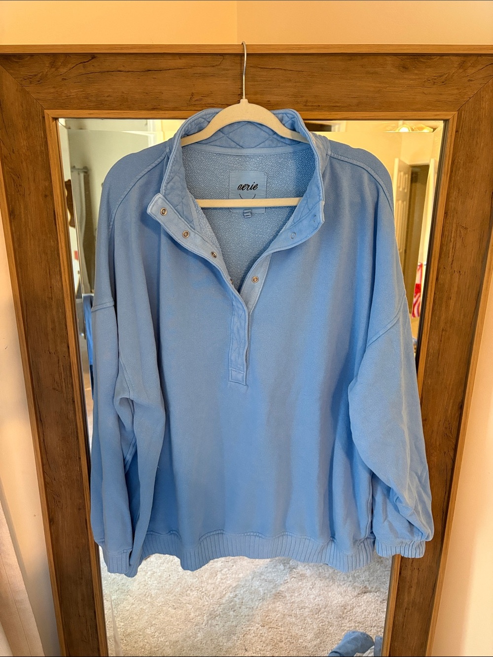 Aerie Light Blue Pullover Quarter Snap Sweater